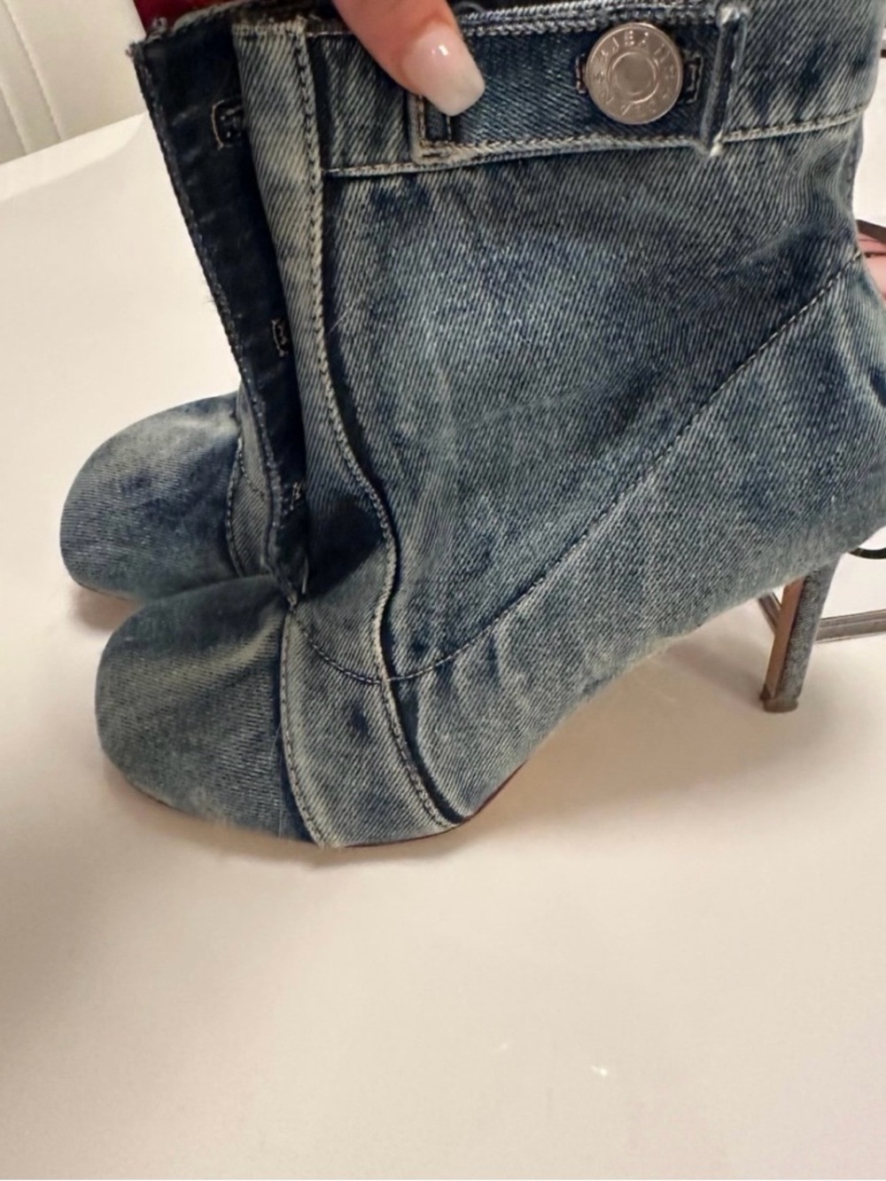AZALEA WANG MORIAH DENIM STILETTO BOOTIE - Picture 4 of 6